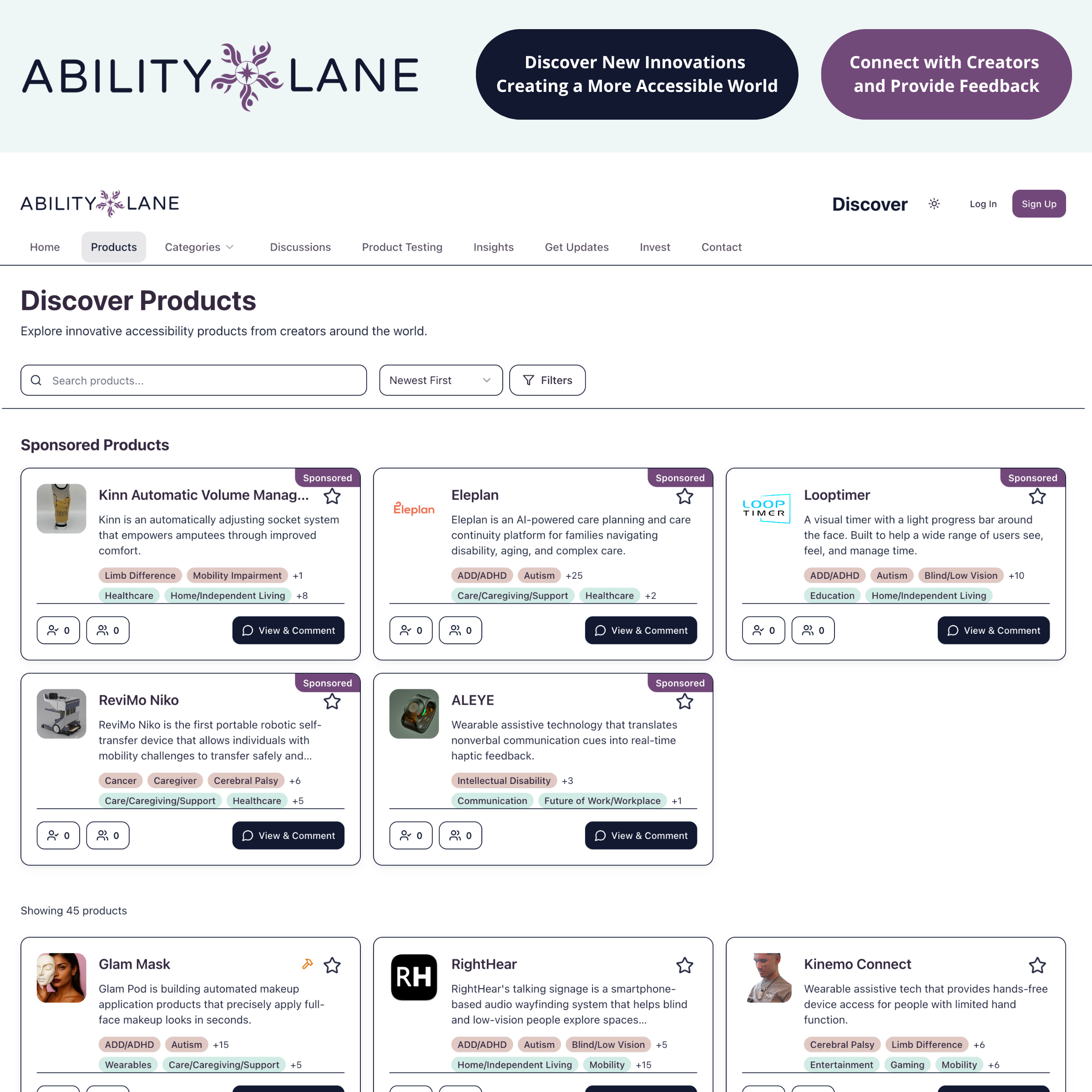 A "Product Hunt+" for the disability innovation space.